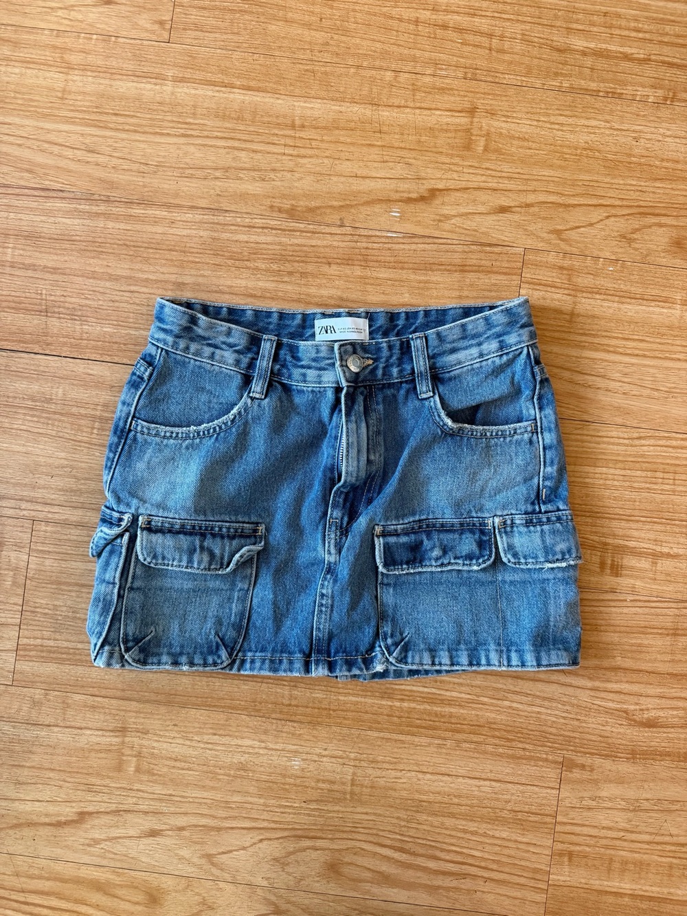 Zara Blue Denim Cargo Mini Skirt